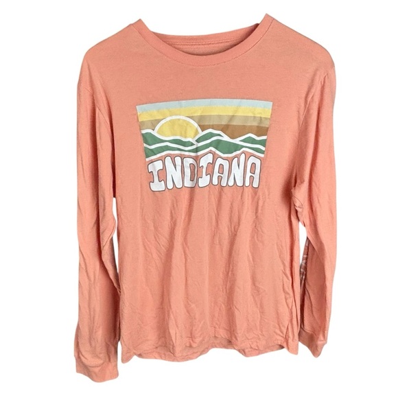 Orange Long Sleeve Tee with Graphic Design - Picture 1 of 5